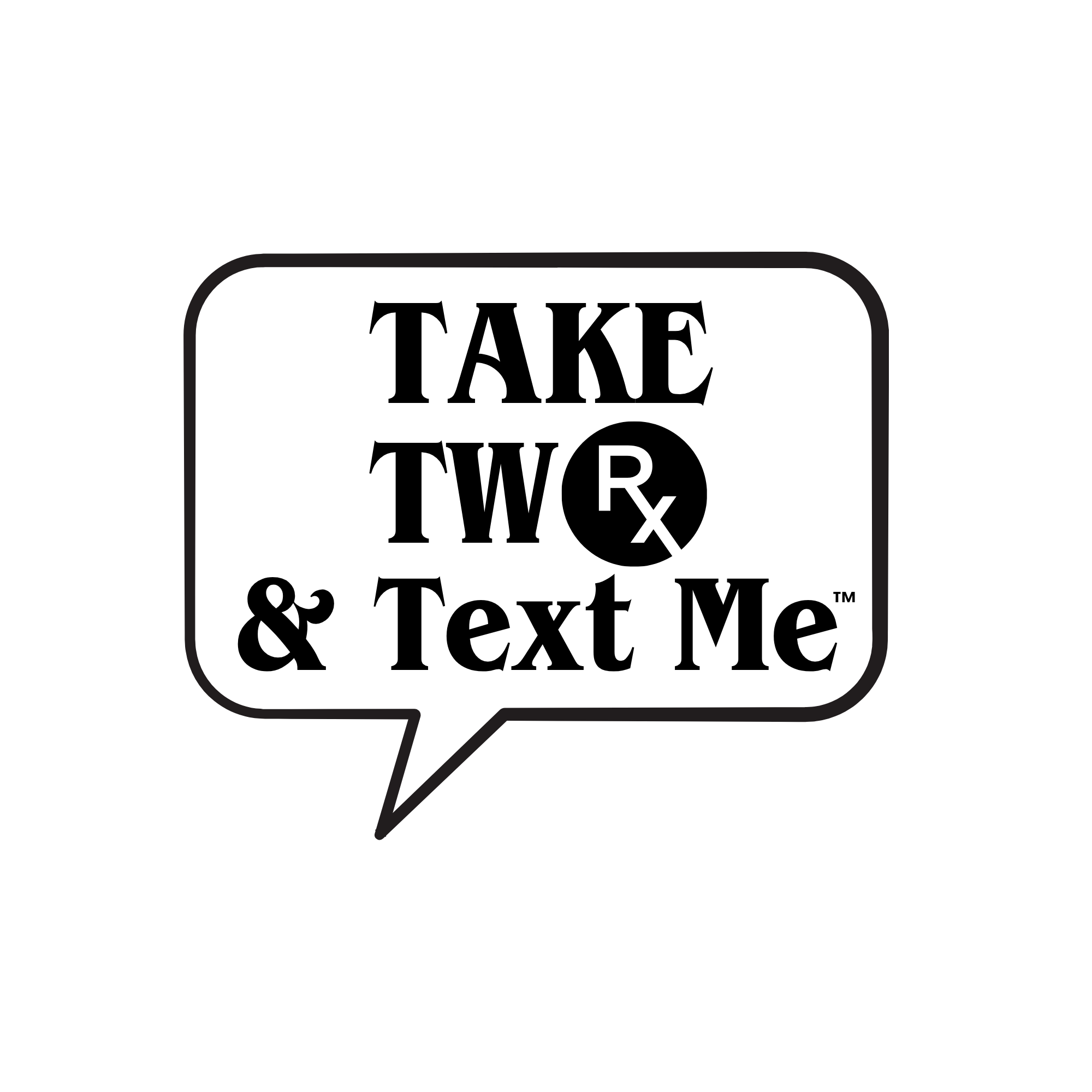 Take Two & Text Me brand logo text bubble icon for product page about section