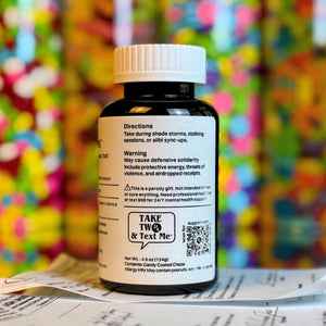 Back label active ingredients and warnings for Loyalty Capsules bestie gag gift