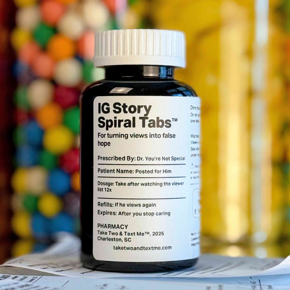 IG Story Spiral Tabs funny anxiety gift prescription bottle by Take Two & Text Me
