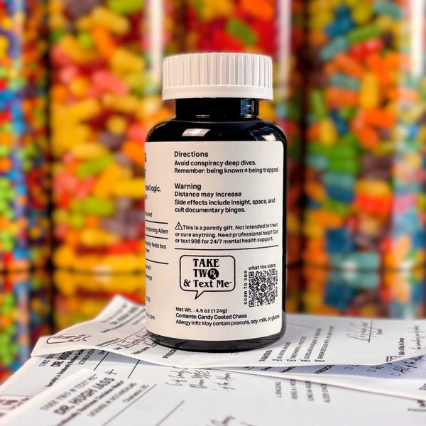 Back label instructions and side effects for Aquarius Air Tabs funny astrology gag gift bottle
