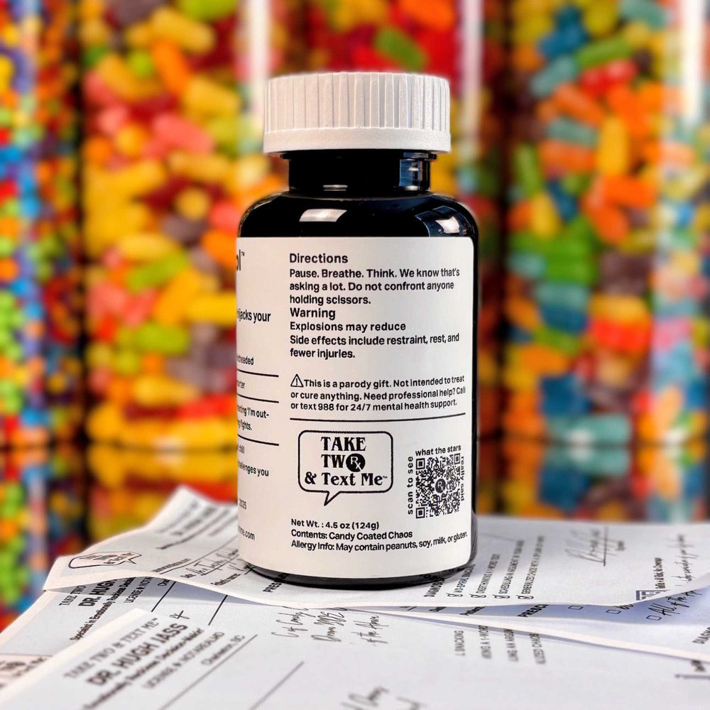 Aries-nol funny Aries gifts prescription bottle front label by Take Two & Text Me