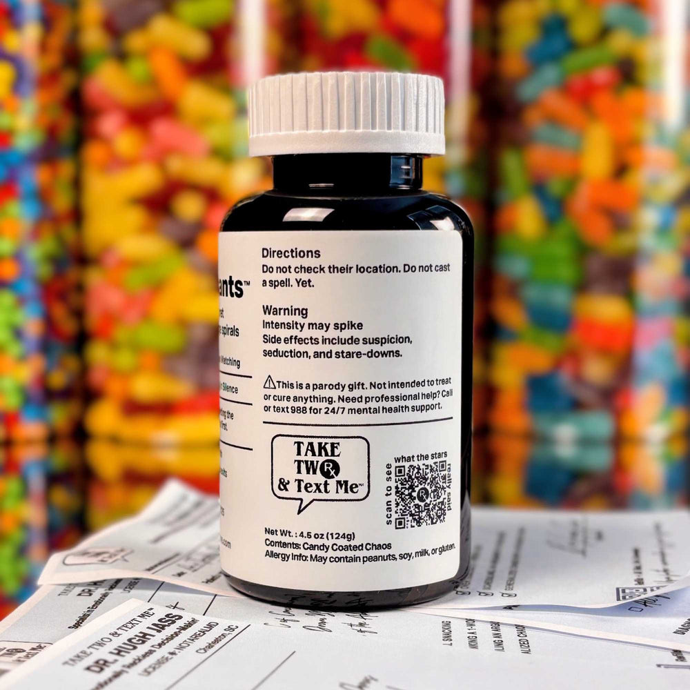 Scorpio Suppressants funny Scorpio gifts prescription bottle front label by Take Two & Text Me
