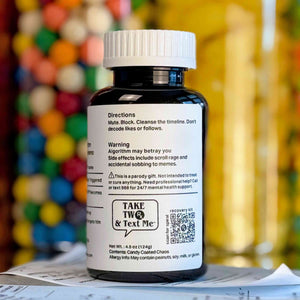 Back label overthinking panic warning for Mutual Spiral bestie anxiety gift bottle