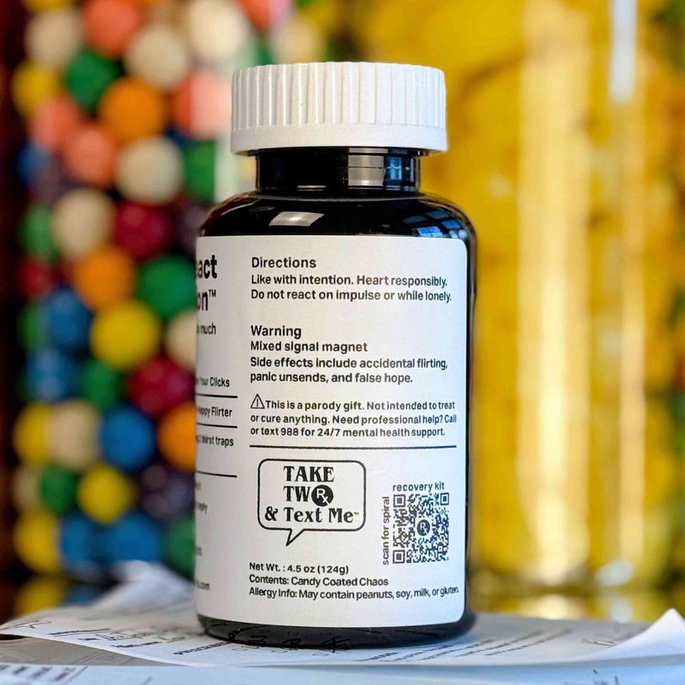 Heart React Regulation prescription bottle gag gift by Take Two & Text Me