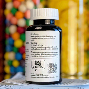 Back label response time warning and instructions for Take Two and Text Me friendship gift