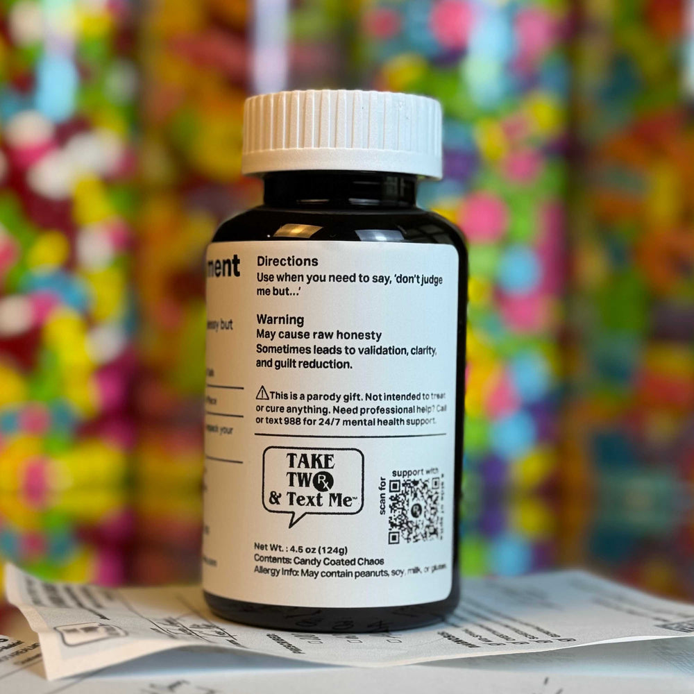 No Judgment Meds parody prescription bottle on papers, a funny gift for best friend.