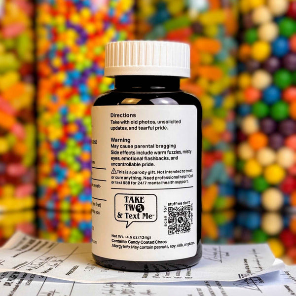 Raised Me Right funny parent gift prescription bottle by Take Two & Text Me back label