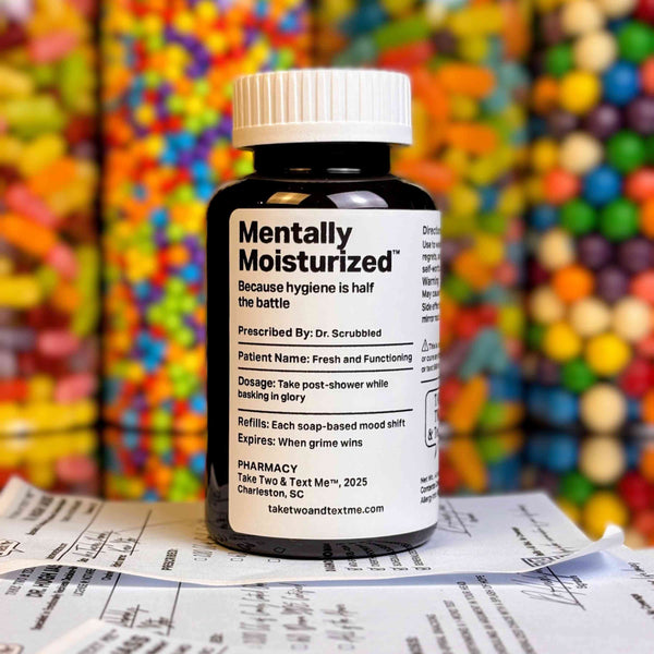 Mentally Moisturized self care gifts prescription bottle by Take Two & Text Me