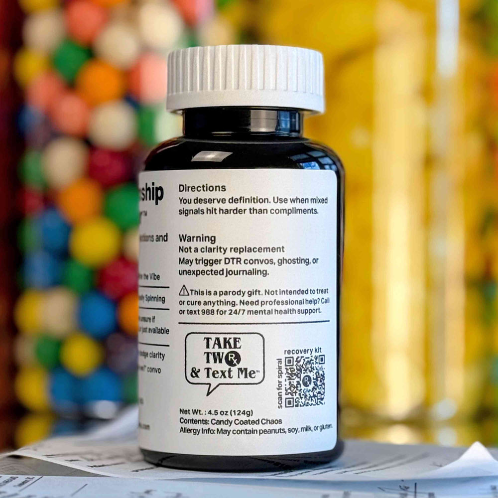Situationship Stabilizer funny dating gift prescription bottle by Take Two & Text Me